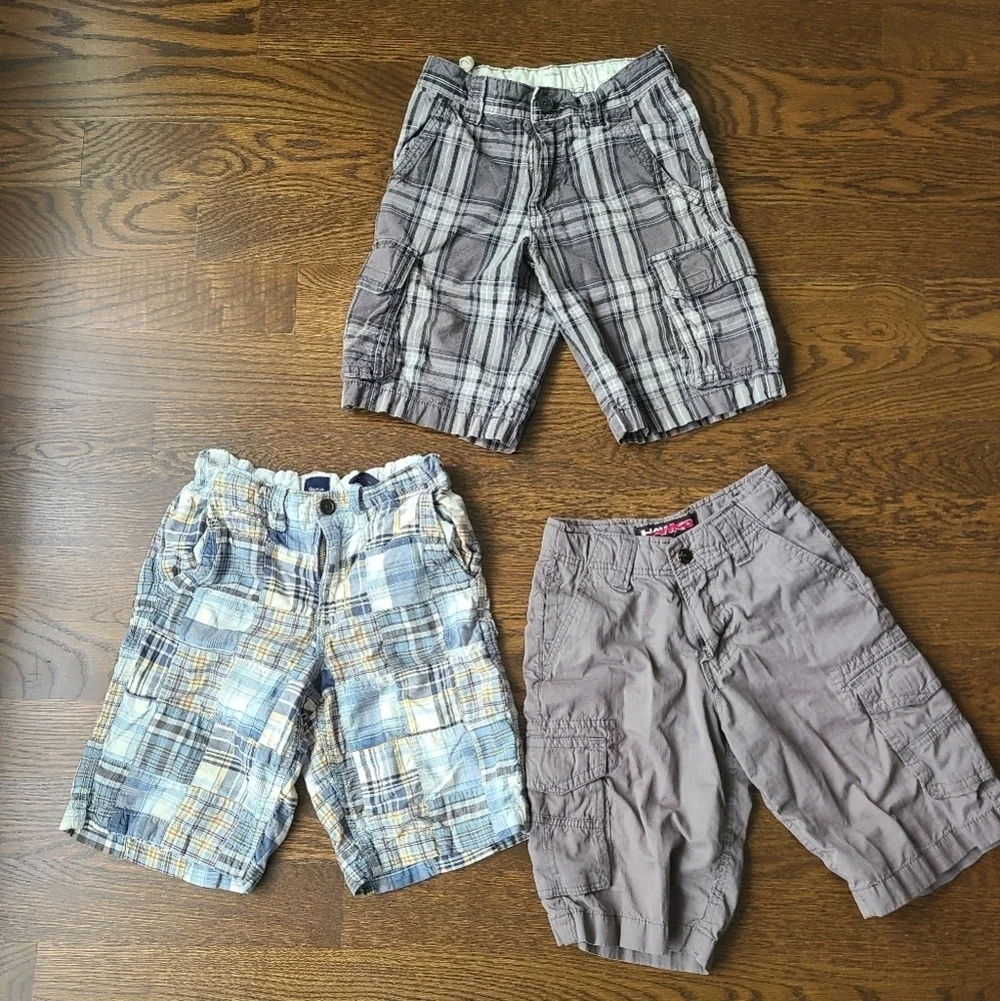 Kids Plaid and Solid Shorts Set Of 3 Ol Navy,Hawks,Gap Size 8